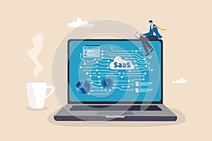 SaaS software as a service, cloud computing software for client subscription, internet web application online platform provider