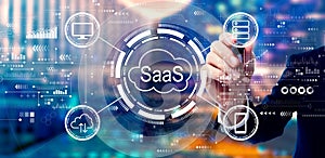 SaaS - software as a service concept with businessman