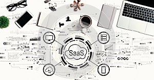 SaaS - software as a service concept with a laptop computer