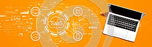 SaaS - software as a service concept with a laptop computer