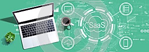 SaaS - software as a service concept with a laptop computer