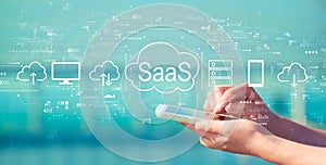 SaaS - software as a service concept with smartphone