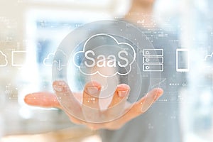 SaaS - software as a service concept with young man