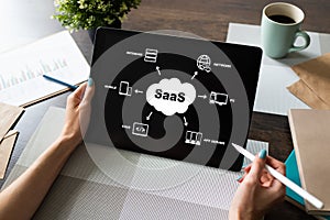 SaaS - software as a service. Internet and technology concept.