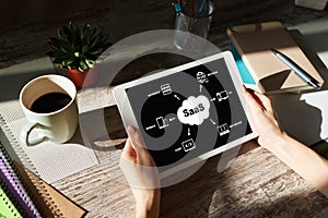 SaaS - software as a service. Internet and technology concept.