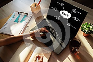 SaaS - software as a service. Internet and technology concept.