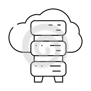 saas software and data center line icon vector illustration