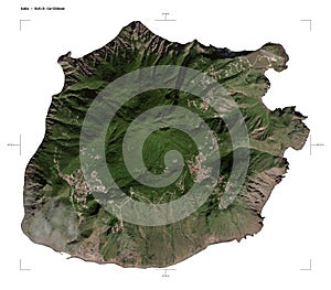 Saba - Dutch Caribbean shape on white. High-res satellite