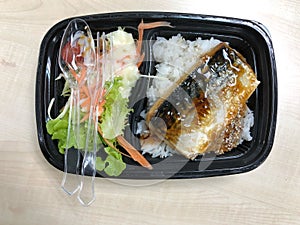 Saba fish grilled with teriyaki sauce