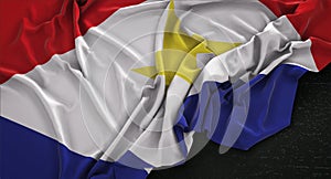 Saba Flag Wrinkled On Dark Background 3D Render