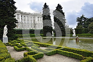 The Sabatini Gardens Jardines de Sabatini, Royal Palace in Madrid, Spain