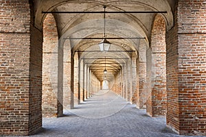 Sabbioneta- The colonnade known as Galleria or Corridor Grande. Mantua, Italy