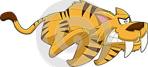 Saber Tooth Tiger Animal Cartoon Character Running photo