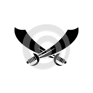 Sabers crossed. Pirate sword sign isolated. Vector illustration
