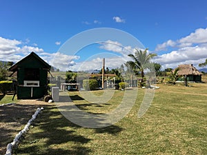 Sabeto mud pools with the reception booth in Nadi, Fiji