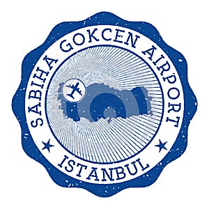 Sabiha Gokcen Airport Istanbul stamp. photo
