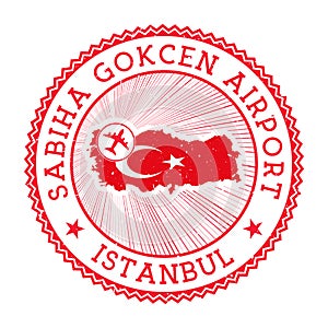 Sabiha Gokcen Airport Istanbul stamp. photo