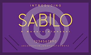 Sabilo font. Modern alphabet letters serif font and number.