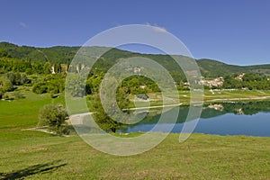 Sabina region. Turano lake, Castel di Tora, Rieti, Lazio. Italy