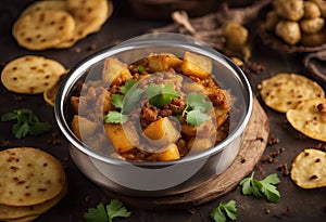 Sabji Spicy Selective Batata Indian Aloo ki Potato Poori known served focus Puri Bhaji semi fried dry also recipe
