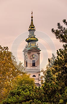 Saborna church in Belgrade at sunset