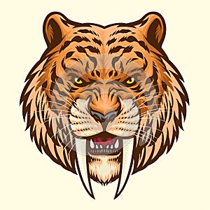 Sabretooth head mascot angry