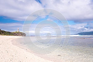 Sabtang Lighthouse at the hill fronting the sea at Batanes, Philippines