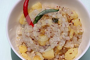 Sabudana khichadi, sago ball fried with potato and peanut, Indian food