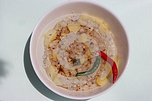 Sabudana khichadi, sago ball fried with potato and peanut, Indian food