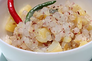 Sabudana khichadi, sago ball fried with potato and peanut, Indian food