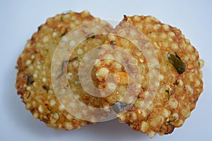 Sabudana vada / Sago cutlets top view.