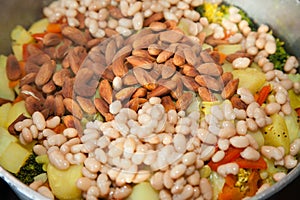 sabzi with almonds and beans