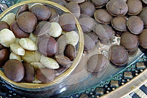 Sacha inchi peanuts or Inca seeds on a tray