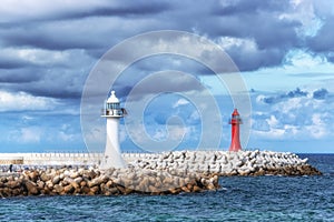 Sacheon beach light houses