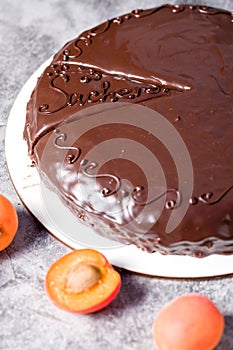 Sacher cake. Traditional Austrian dessert