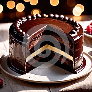 Sacher Torte , traditional popular sweet dessert cake