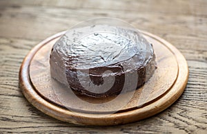 Sacher torte on the wooden board