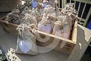 Sachets of rice ready to throw away after a wedding ceremony