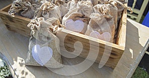 Sachets of rice ready to throw away after a wedding ceremony