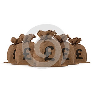 A sack bag of Pounds on white. 3D illustration