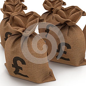 A sack bag of Pounds on white. 3D illustration