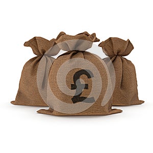 A sack bag of Pounds on white. 3D illustration