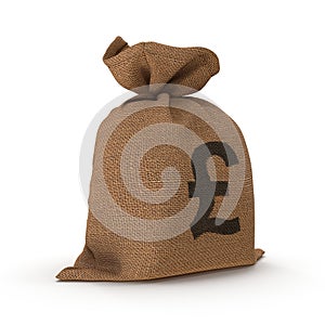 A sack bag of Pounds on white. 3D illustration