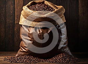 sack bag of roasted coffee grains