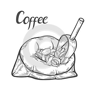 Sack with coffee beans
