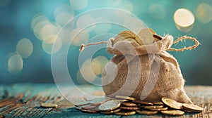 The sack of gold coins.AI generated image