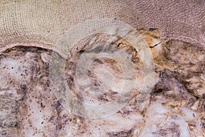 Sack with raw wool