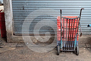 Sack trolley parking in market