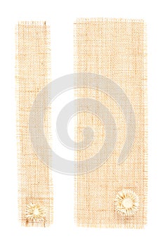 Sackcloth tags with decor over white