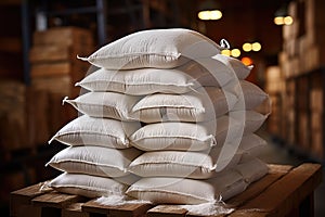 Sacks of flour on a pallet.